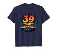 Birthday Gift: 39 and Ready to Burn Bridges Funny Quote T-Shirt, Men, Navy, 6XL