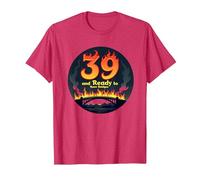 Birthday Gift: 39 and Ready to Burn Bridges Funny Quote T-Shirt, Men, Red Heather, M