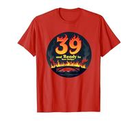 Birthday Gift: 39 and Ready to Burn Bridges Funny Quote T-Shirt, Men, Red, XL