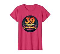 Birthday Gift: 39 and Ready to Burn Bridges Funny Quote T-Shirt, Women, Red Heather, S