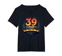 Birthday Gift: 39 and Ready to Burn Bridges Funny Quote T-Shirt, Women's Plus, Black, 4X
