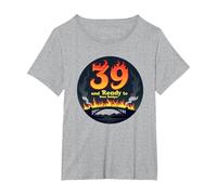 Birthday Gift: 39 and Ready to Burn Bridges Funny Quote T-Shirt, Women's Plus, Heather Grey, 3X