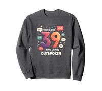 Birthday Gift: 39 Years of Being Outspoken Celebration Sweatshirt, Adult Unisex, Dark Heather Grey, S