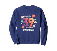 Birthday Gift: 39 Years of Being Outspoken Celebration Sweatshirt, Adult Unisex, Navy, XXL