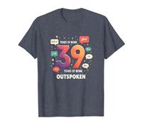 Birthday Gift: 39 Years of Being Outspoken Celebration T-Shirt, Men, Heather Blue, XXL
