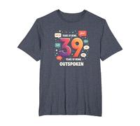 Birthday Gift: 39 Years of Being Outspoken Celebration T-Shirt, Men's Big and Tall, Heather Blue, 2X Tall