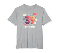Birthday Gift: 39 Years of Being Outspoken Celebration T-Shirt, Men's Big and Tall, Heather Grey, 2X Tall