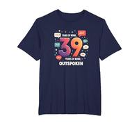 Birthday Gift: 39 Years of Being Outspoken Celebration T-Shirt, Men's Big and Tall, Navy, 2X Tall