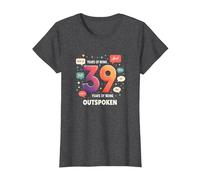 Birthday Gift: 39 Years of Being Outspoken Celebration T-Shirt, Women, Dark Heather Grey, XXL