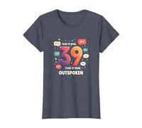 Birthday Gift: 39 Years of Being Outspoken Celebration T-Shirt, Women, Heather Blue, XS