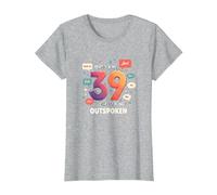 Birthday Gift: 39 Years of Being Outspoken Celebration T-Shirt, Women, Heather Grey, XXL