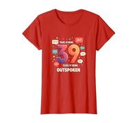 Birthday Gift: 39 Years of Being Outspoken Celebration T-Shirt, Women, Red, 3XL