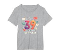 Birthday Gift: 39 Years of Being Outspoken Celebration T-Shirt, Women's Plus, Heather Grey, 2X