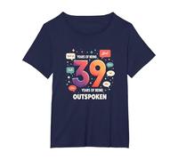 Birthday Gift: 39 Years of Being Outspoken Celebration T-Shirt, Women's Plus, Navy, 2X