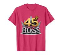 Birthday Gift: 45 Years of Being a Boss Anniversary Crown T-Shirt, Men, Red Heather, S