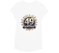 Birthday Gift: 49 and Just Getting Started - Fun Age Quote T-Shirt, Girls, White, Small