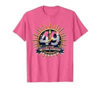 Birthday Gift: 49 and Just Getting Started - Fun Age Quote T-Shirt, Men, Pink Heather, S
