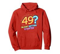 Birthday Gift: 49? I'm Just Getting Started - Neon Vibes Pullover Hoodie, Adult Unisex, Red, XL