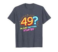 Birthday Gift: 49? I'm Just Getting Started - Neon Vibes T-Shirt, Men, Heather Blue, L