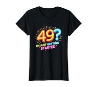 Birthday Gift: 49? I'm Just Getting Started - Neon Vibes T-Shirt, Women, Black, 3XL