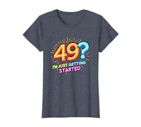 Birthday Gift: 49? I'm Just Getting Started - Neon Vibes T-Shirt, Women, Heather Blue, XL