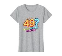 Birthday Gift: 49? I'm Just Getting Started - Neon Vibes T-Shirt, Women, Heather Grey, XXL