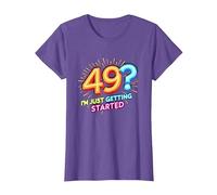 Birthday Gift: 49? I'm Just Getting Started - Neon Vibes T-Shirt, Women, Purple Heather, S
