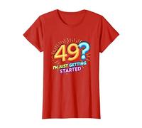 Birthday Gift: 49? I'm Just Getting Started - Neon Vibes T-Shirt, Women, Red, XXL
