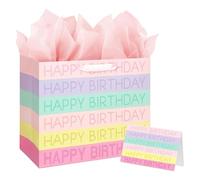 Birthday Gift Bags, Medium Elegant Design with Greeting Card and Tissue Paper for All Occasion Presents