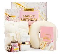 Birthday Gift Basket for Women - Happy Birthday Gift Basket For Her w/Memory Foam Pillow, Blanket, Candle, Socks, Journal, and Card - Curated Birthday Gift Set and Happy Birthday Gift Box for Women