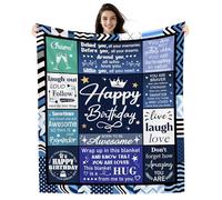 Birthday Gift Blankets for Men Boys, Happy Birthday Blankets Ideas for Son Brother Grandson Dad Grandpa Uncle Friends Boyfriend Wife Gift for Him (blue)