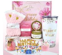 Birthday Gift Box Set for Women. Spa and Self Care Package with Tumbler, Bath Accessories, Scented Candle, Cozy Socks.