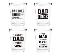 Birthday Gift for Dad, 4 Pack Shot Glasses for Father from Daughter Son | Funny Gifts for Husband from Wife, Retirement Sentimental Gift for Father
