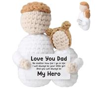 Birthday Gift for Dad from Daughter, Dads Birthday Gifts, Handmade Crochet Father Daughter Doll With Motivational Card Love You Dad, Crochet Keepsake My Hero, Knit Figurines for Birthdays, Christmas