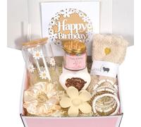 Birthday Gift for Teen Girls, Happy Birthday Box for Girl, Cute Preppy Stuff for Tween Girls, Christmas, Cute Daisy Aesthetic Glass Cups Tumbler Teen Gals Gifts Set 8pcs