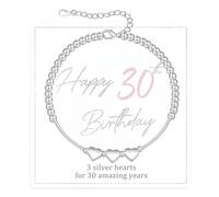 Birthday Gift for Women and Girl,16th 18th 21st 30th 40th 50th 60th 70th Birthday Gifts for Women,Birthflower Bracelet Gift,Sterling Silver Heart Bracelet f-or W-omen Thoughtful with Cards,Thirty