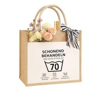 Birthday Gift for Women, Mother and Girlfriends Sustainable Jute Bag Gift Bag Jute Bag Shopping Bag Made of 100% Jute and Cotton, 70th Birthday, S
