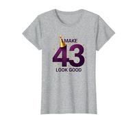 Birthday Gift: I Make 43 Look Good Funny Age Celebration T-Shirt, Women, Heather Grey, XL