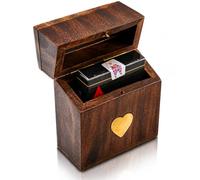 Birthday Gift Ideas Handcrafted Classic Wooden Playing Card Holder Deck Box Storage Case Organizer With Premium Quality 'Ace' Playing Cards Anniversary Housewarming Gift Ideas For Men & Women (Heart)