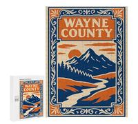 Birthday Gift: Wayne County Landscape Illustration, 500 PCS, Wooden Picture Puzzle for Grown-Ups, for Relaxing Solo Or Group Play