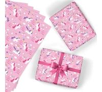 Birthday Gift Wrapping Paper 5 Sheets- Unicorn Personalised Gift Wrap Pink Present 50*70cm Recyclable Gift Wrap Paper Happy Birthday Wrapping Pape for Kids Boys Girls Party Favor Wedding Decorations