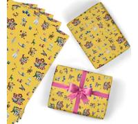 Birthday Gift Wrapping Paper 5 Sheets- Yellow Toy Gift Wrap for Present 50*70cm Funny Personalised Recyclable Gift Wrap Paper Happy Birthday Wrapping Pape for Kids Boys Girls Party Favor Wedding Decor