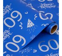 Birthday Gift Wrapping Paper Roll - Recyclable Wrapping Paper for Birthday, Wedding Gift Wrapping - 43cm x 6M (60th)