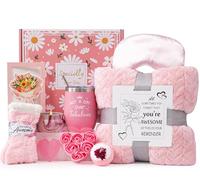 Birthday Gifts Basket for Women,Self Care Package Get Well Soon Box Relaxation Spa Bath Set for Her w/Luxury Flannel Blanket, Unique Mothers Day Hamper Pamper Gift Ideas for Her Mum Best Friend
