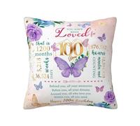 Birthday Gifts for 100 Year Old Woman, 100th Birthday Decorations for Women, 100 Birthday Gift Ideas, Gifts for 100th Birthday, 100 Year Old Birthday Gifts for Women Throw Pillow Covers 18 x 18 Inch
