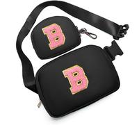 Birthday Gifts for 4 5 6 7 8 9 10 11 12 13 Year Old Girls, Crossbody Bags Fanny Pack with Initial Letter Patch Cute Stuff for Women Girls Teens, Black, M, B