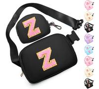 Birthday Gifts for 4 5 6 7 8 9 10 11 12 13 Year Old Girls, Crossbody Bags Fanny Pack with Initial Letter Patch Cute Stuff for Women Girls Teens, Black, M, Z