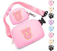 Birthday Gifts for 4 5 6 7 8 9 10 11 12 13 Year Old Girls, Crossbody Bags Fanny Pack with Initial Letter Patch Cute Stuff for Women Girls Teens, Pink, M, U