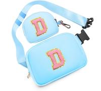 Birthday Gifts for 4 5 6 7 8 9 10 11 12 13 Year Old Girls, Crossbody Bags Fanny Pack with Initial Letter Patch Cute Stuff for Women Girls Teens, Blue, M, D