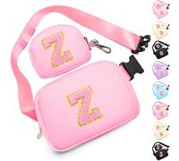 Birthday Gifts for 4 5 6 7 8 9 10 11 12 13 Year Old Girls, Crossbody Bags Fanny Pack with Initial Letter Patch Cute Stuff for Women Girls Teens, Pink, M, Z